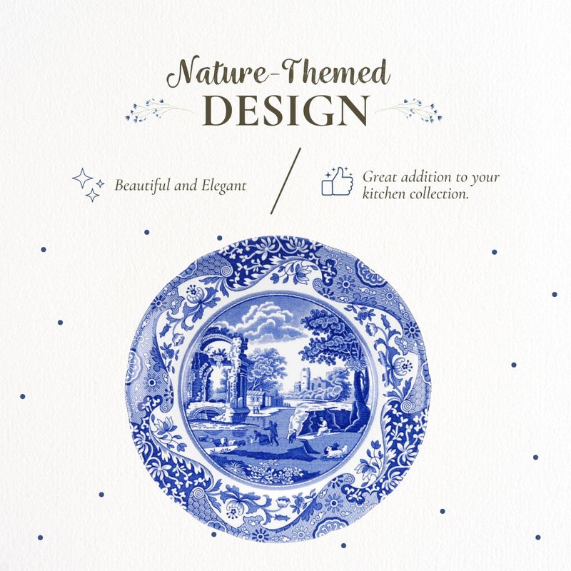 Spode Blue Italian Salad Plate, Set of 4-7.25â€ Fine Earthenware with Oriental Design, Dishwasher, Microwave, Freezer Safe, Classic Blue & White Dinnerware - Made in England - Image 3